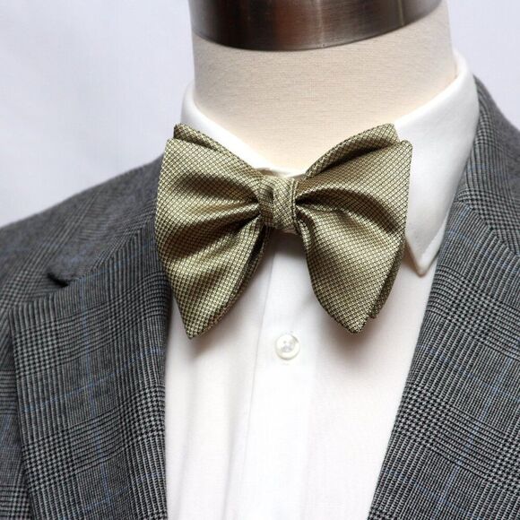 Men's Self-tied Bow Tie Dusty Gold Silk Big Butterfly S428 - Picture 12 of 16